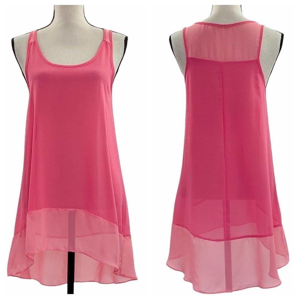 BOAZ Pink Sleeveless Sheer High Low Tunic Top